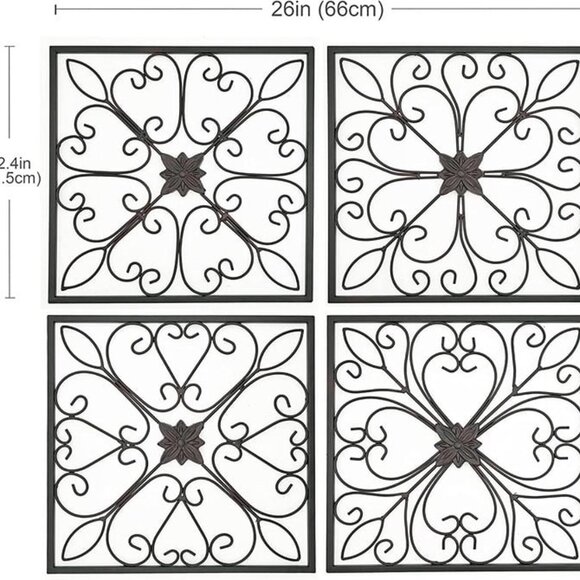 New Set of 4 Metal Wall Decor-Large Decorative Wrought Scroll Wall Decor Art - Picture 4 of 8